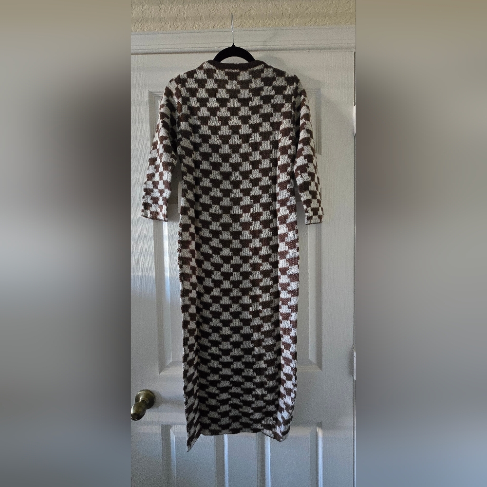 Lisa Says Gah Mafalda Knit Midi Dress In Brown Multi Size M / L Wool Mohair - Picture 2 of 4
